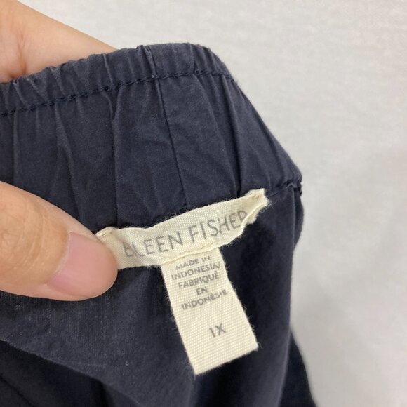 Eileen Fisher size 1X Navy/Black Wide Leg Organic Cotton Crop Pull-on Pants - Picture 2 of 9